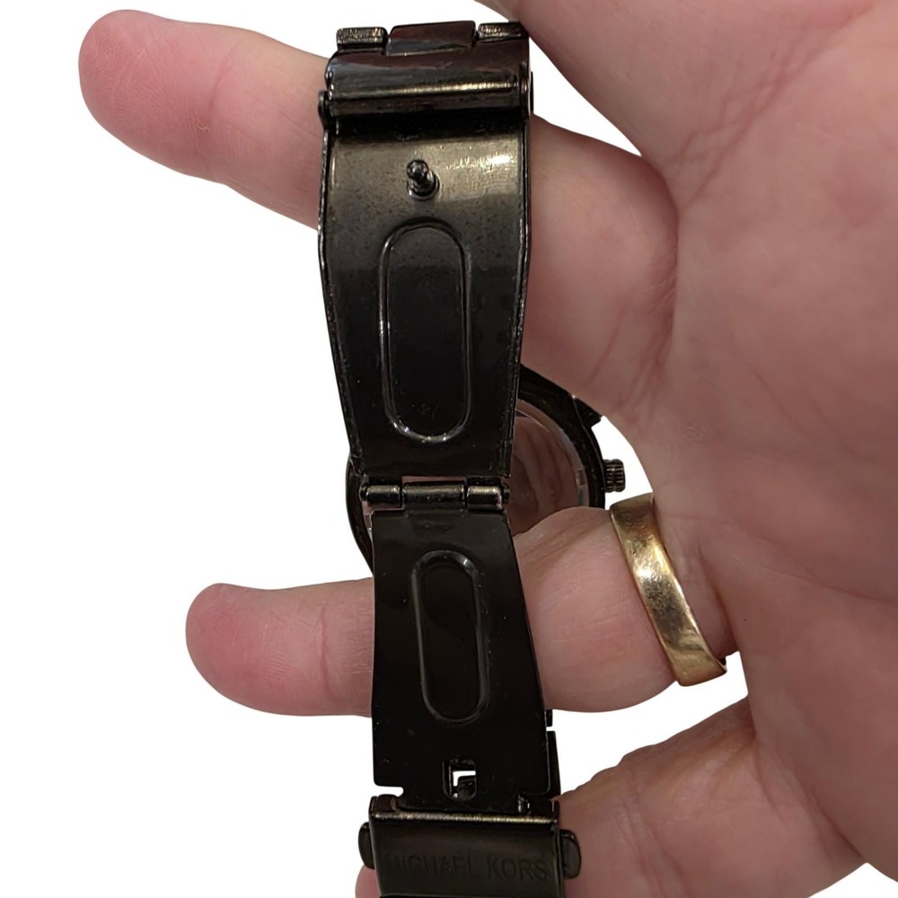 Michael Kors Black Stainless Steel Chronograph Watch MK5163 Rhinestone Dial - Picture 6 of 12